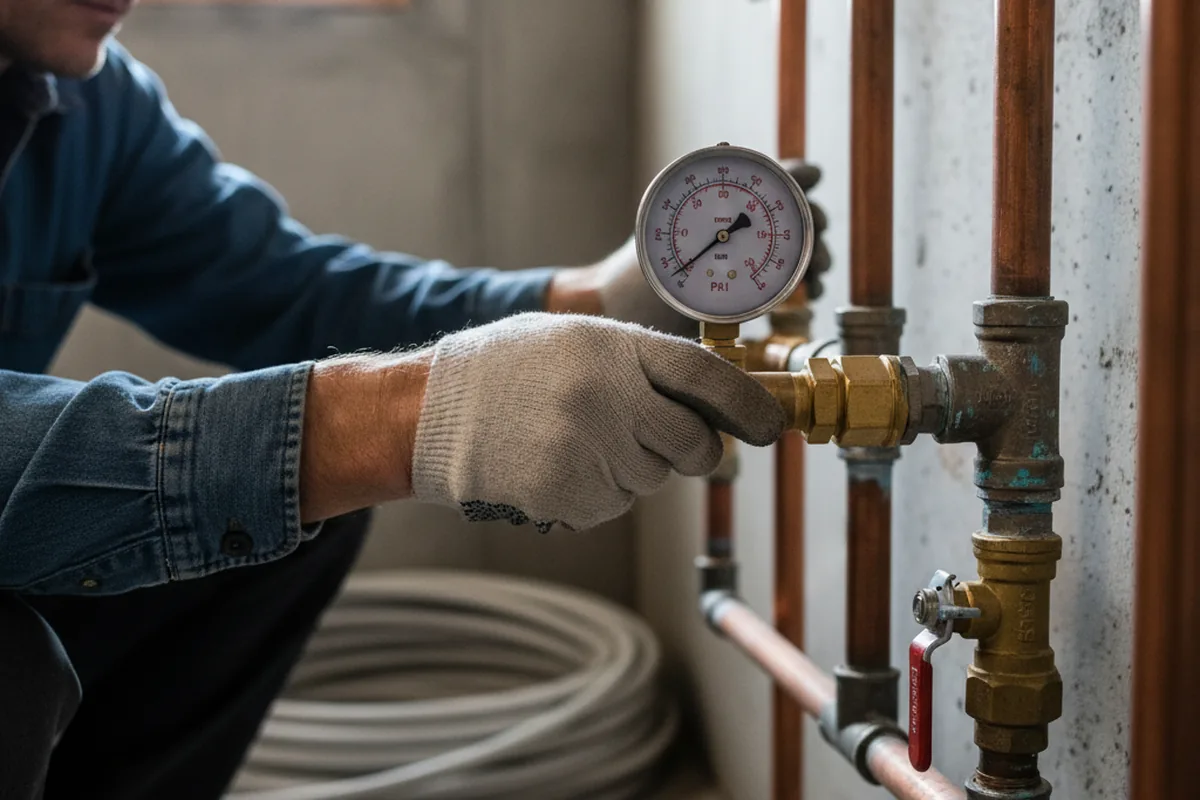 Pressure testing a repaired line during Water Line Repair in East Berne